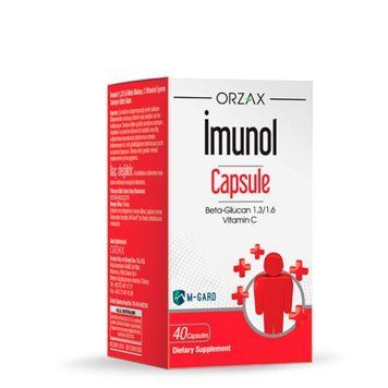 Комплекс для імунітету Orzax Imunol з вмістом 1,3-1,6 бета-глюкану та вітаміну C, 40 капсул Imunol_C40 фото